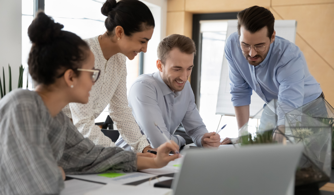 two businessmen viewing smartphone